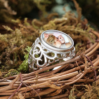 Personalized Oval Photo Filigree Ring