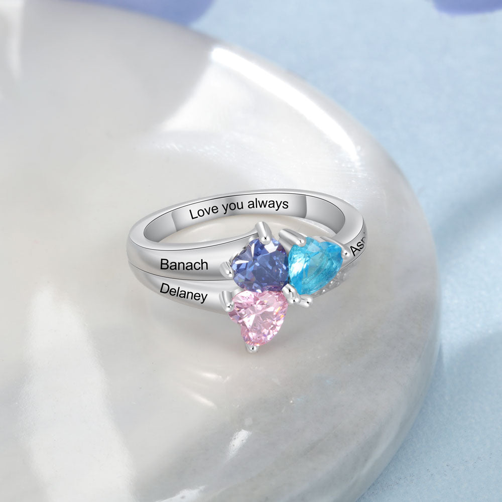 Sterling Silver Three Birthstone Ring