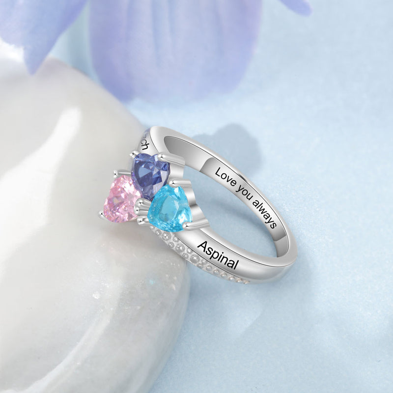 Sterling Silver Three Birthstone Ring