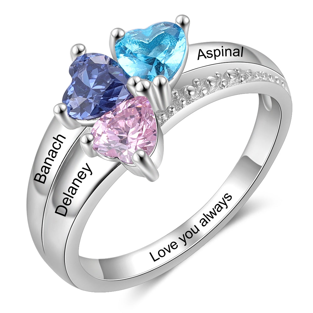 Sterling Silver Three Birthstone Ring