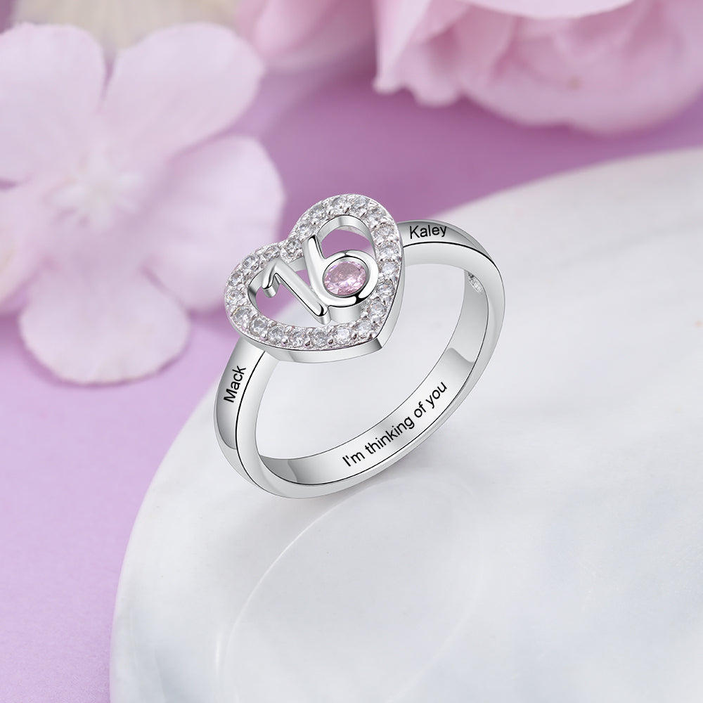Birthstone Number Sixteen Heart Ring