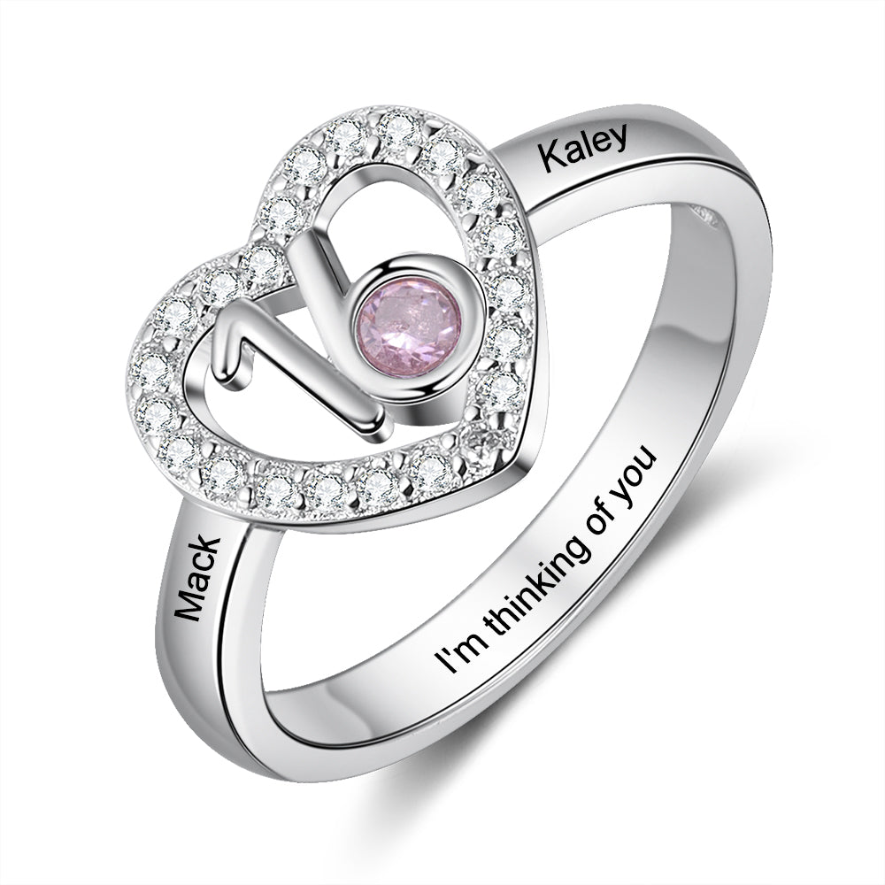 Birthstone Number Sixteen Heart Ring