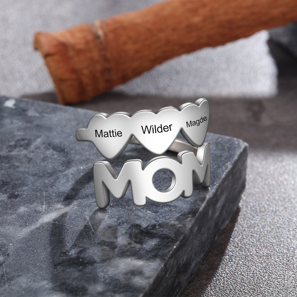Personalized Mom Family Names Open Ring