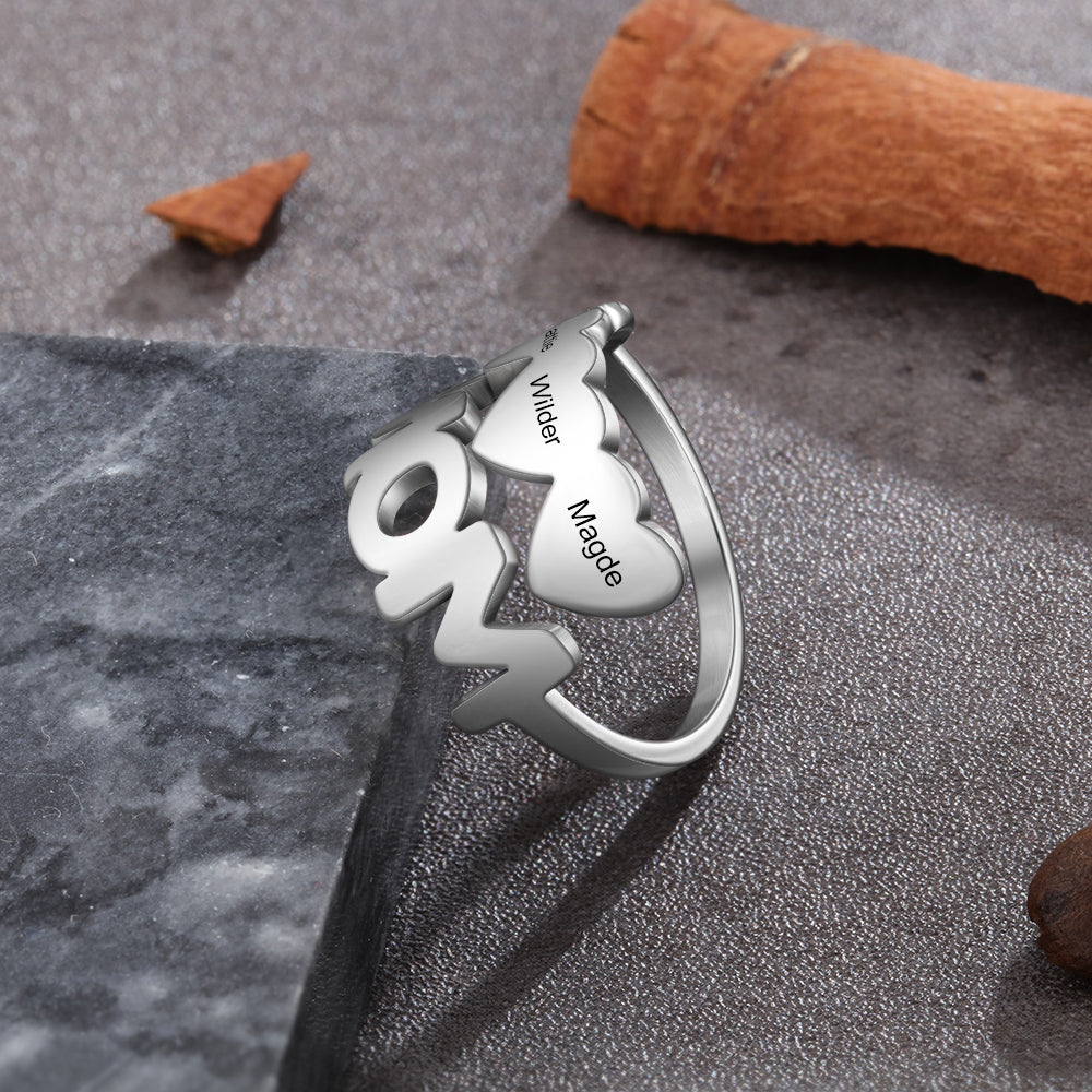 Personalized Mom Family Names Open Ring
