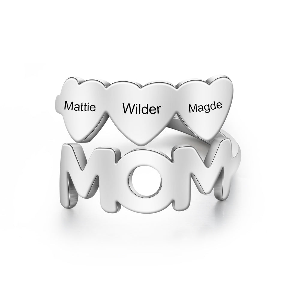Personalized Mom Family Names Open Ring