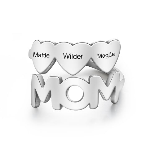 Personalized Mom Family Names Open Ring
