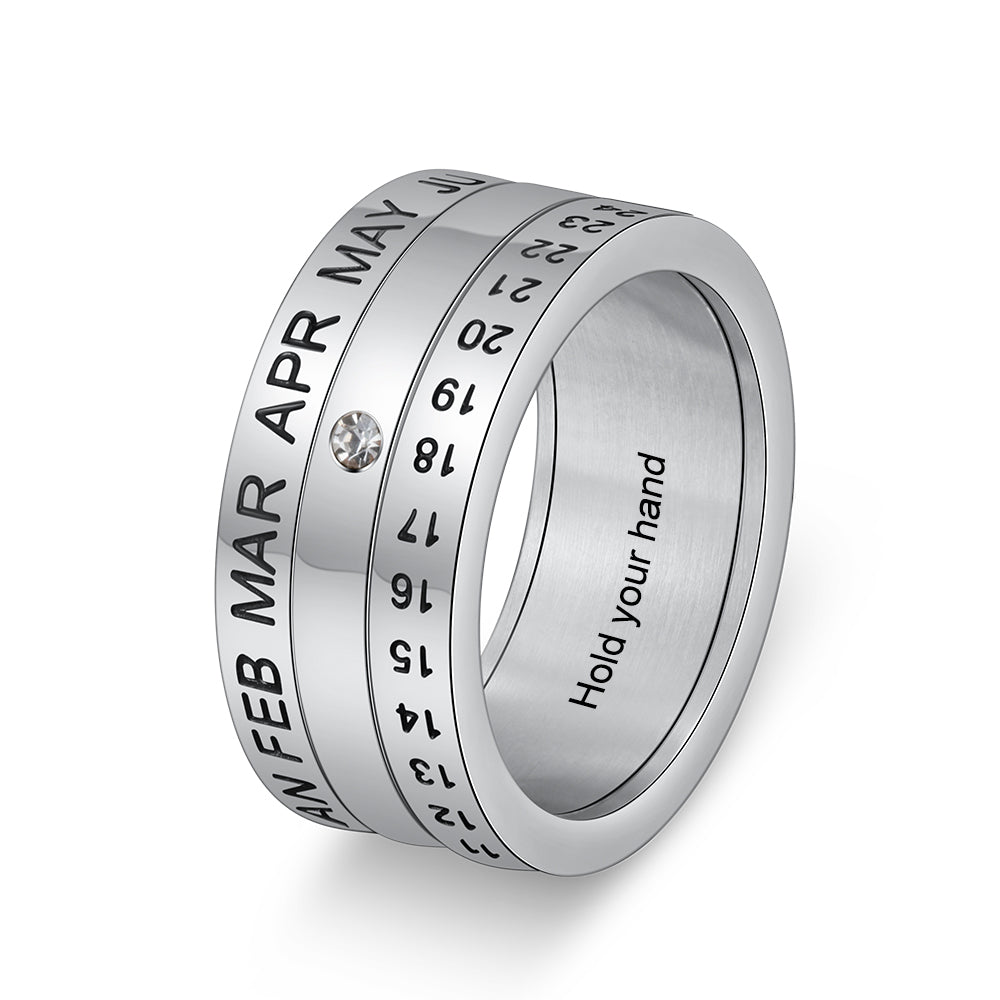 Engraved Two Tone Spinner Ring