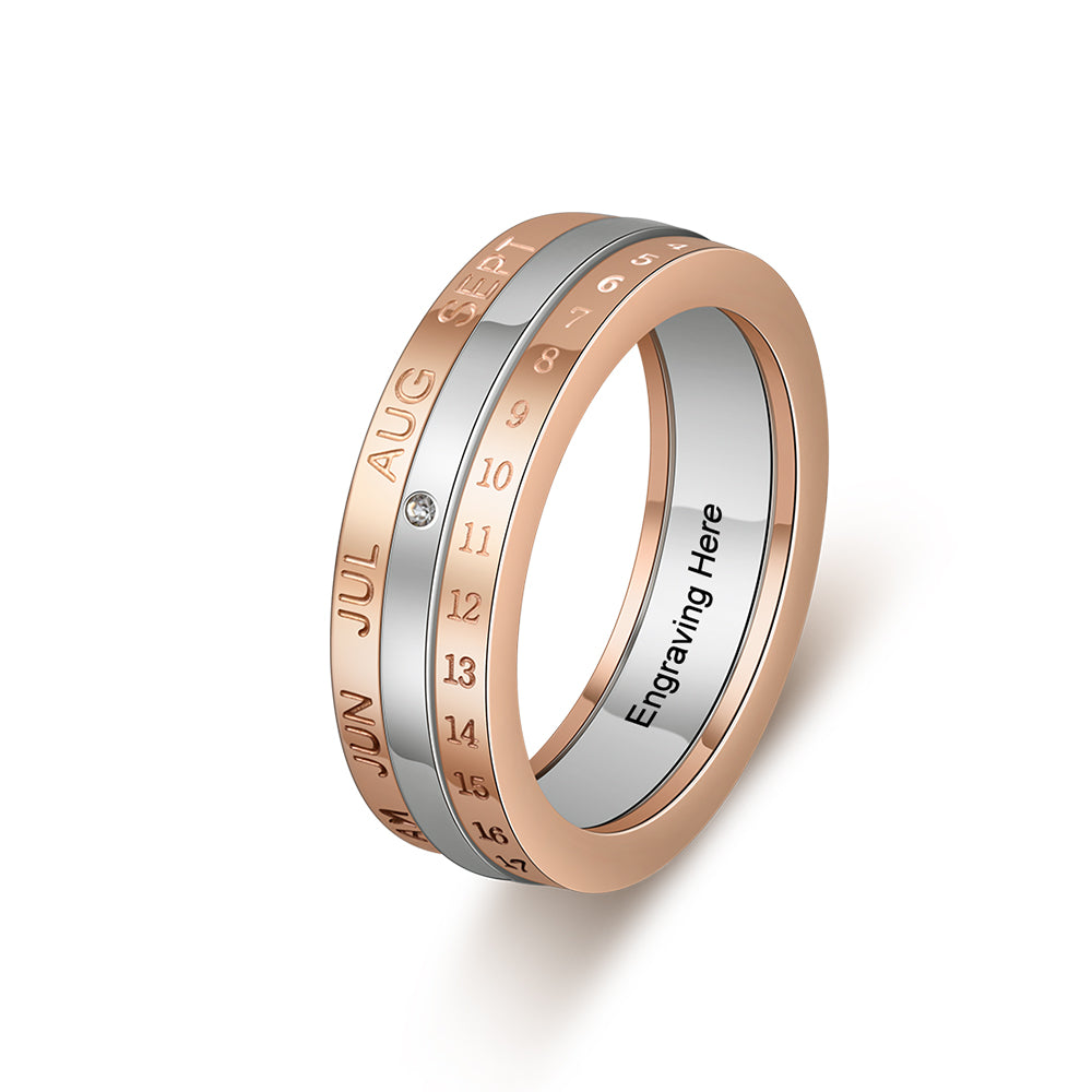 Engraved Two Tone Spinner Ring
