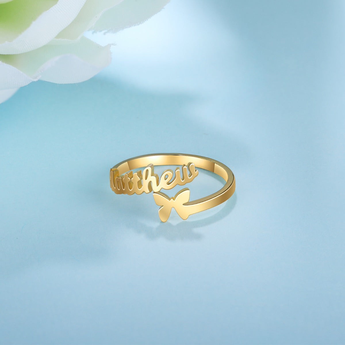 Adjustable Butterfly Name Ring
