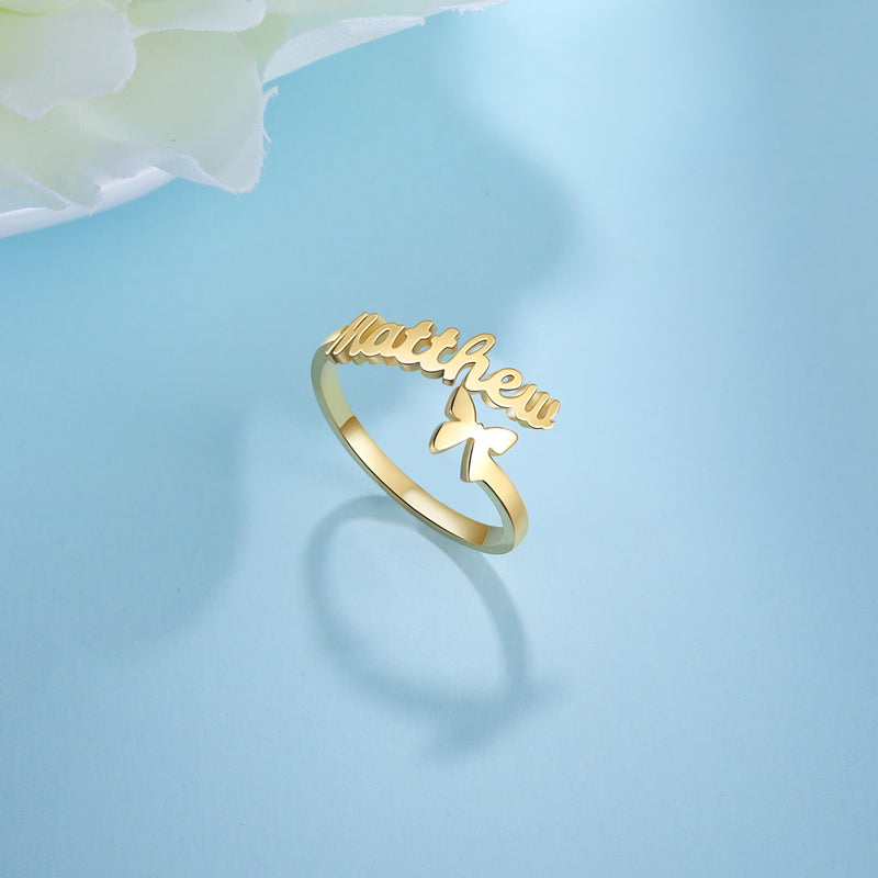 Adjustable Butterfly Name Ring