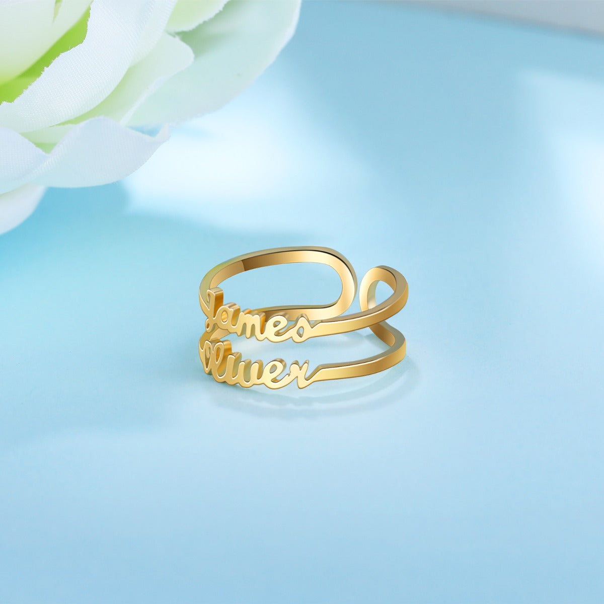 Adjustable Double Name Ring
