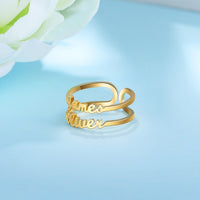 Adjustable Double Name Ring