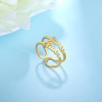 Adjustable Double Name Ring