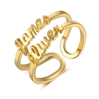 Adjustable Double Name Ring