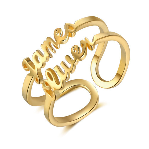 Adjustable Double Name Ring