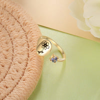 Custom Birthflower + Birthstone Ring