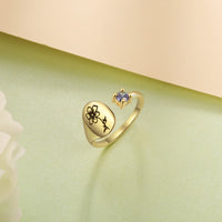 Custom Birthflower + Birthstone Ring