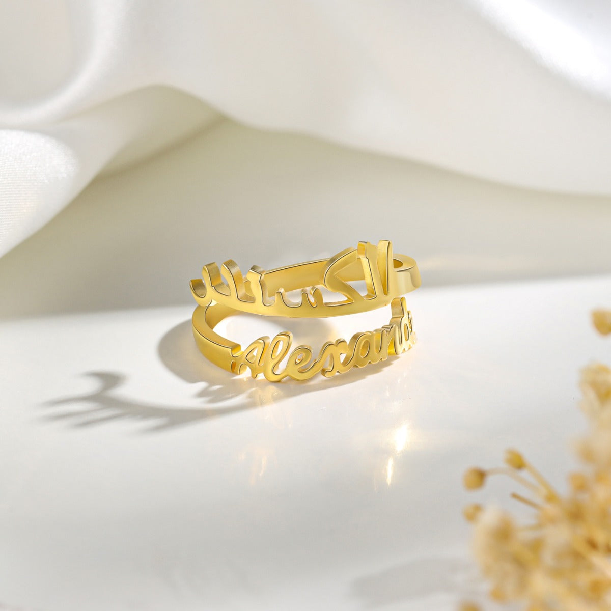 Personalized Double Name Open Ring