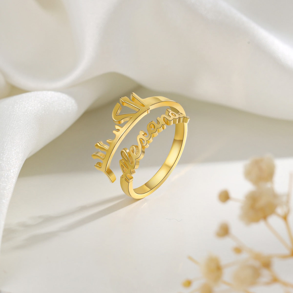 Personalized Double Name Open Ring