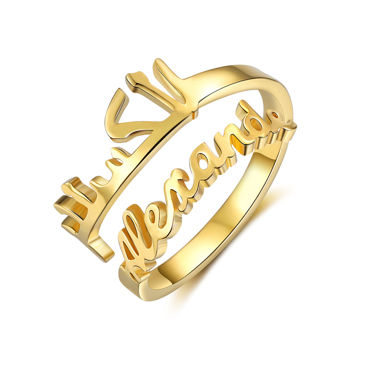 Personalized Double Name Open Ring