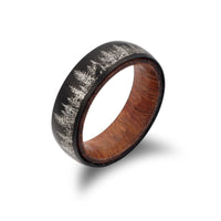 Engraved Forest Wood Couple Ring