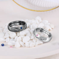Men's Engraved Birthstone Couple Ring