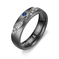 Men's Engraved Birthstone Couple Ring